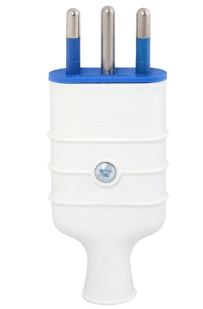 PRISE MACHO 2P+T 10A 250VAC BLANC